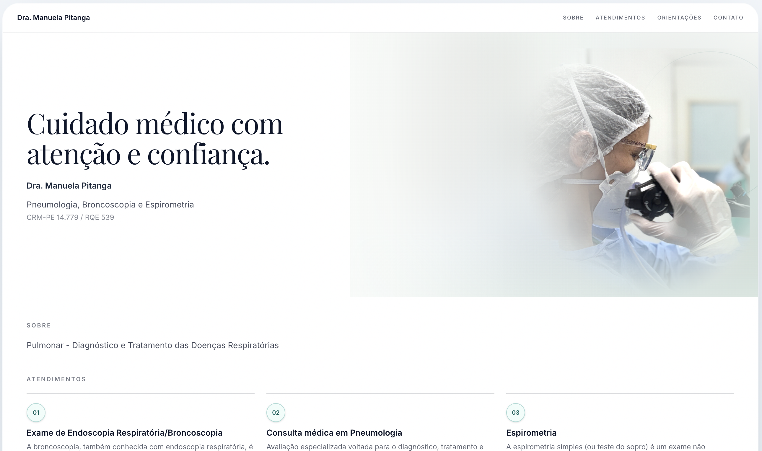 Exemplo da página Presença Online personalizada da Dra. Manuela Pitanga